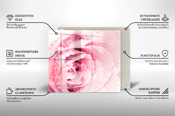 Kalené sklo za sporák Kvapky rosy a kvet ruže