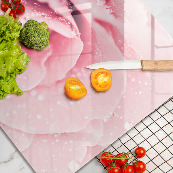 Kalené sklo za sporák Kvapky rosy a kvet ruže