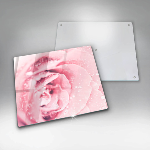 Kalené sklo za sporák Kvapky rosy a kvet ruže