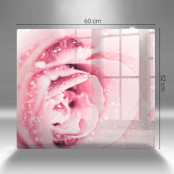 Kalené sklo za sporák Kvapky rosy a kvet ruže