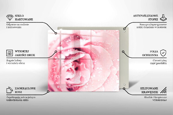 Kalené sklo za sporák Kvapky rosy a kvet ruže