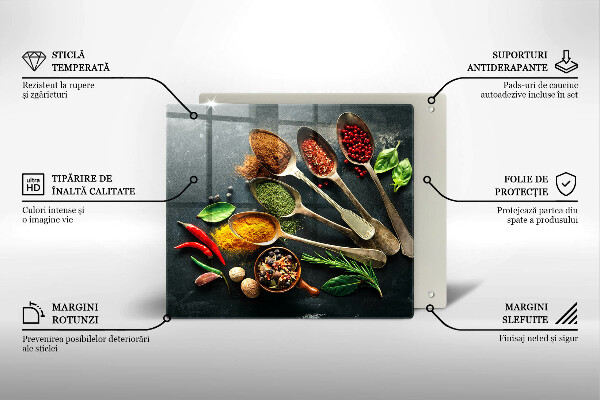 Kalené sklo za sporák Kuchynské lyžice korenia