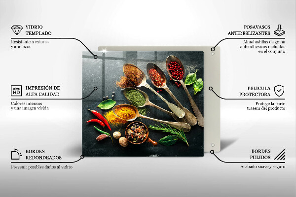 Kalené sklo za sporák Kuchynské lyžice korenia