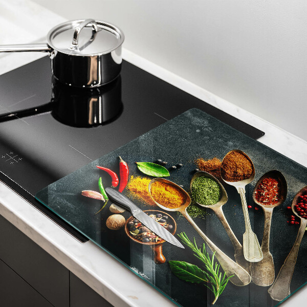 Kalené sklo za sporák Kuchynské lyžice korenia