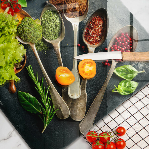 Kalené sklo za sporák Kuchynské lyžice korenia