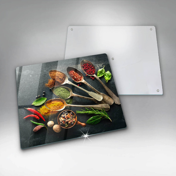 Kalené sklo za sporák Kuchynské lyžice korenia