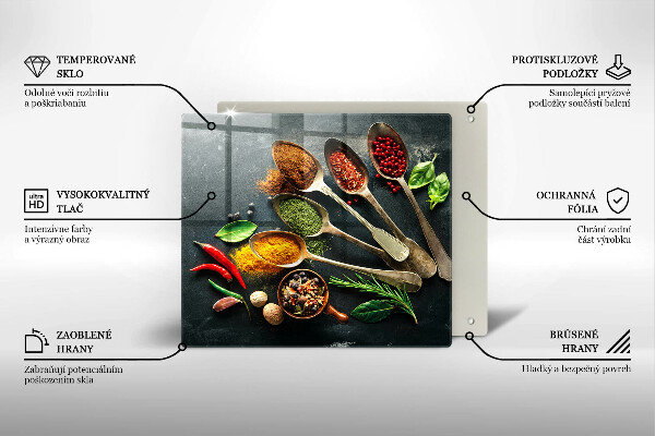 Kalené sklo za sporák Kuchynské lyžice korenia