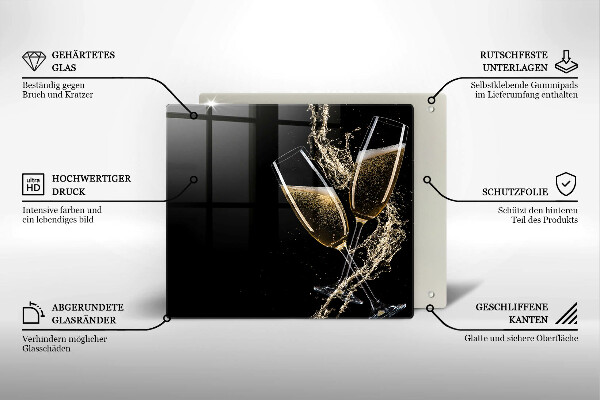 Kalené sklo za sporák Poháre na šampanské