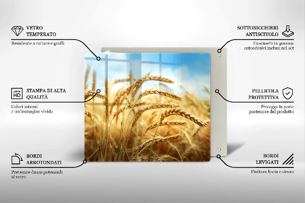 Kalené sklo za sporák Klasy obilnín na poli