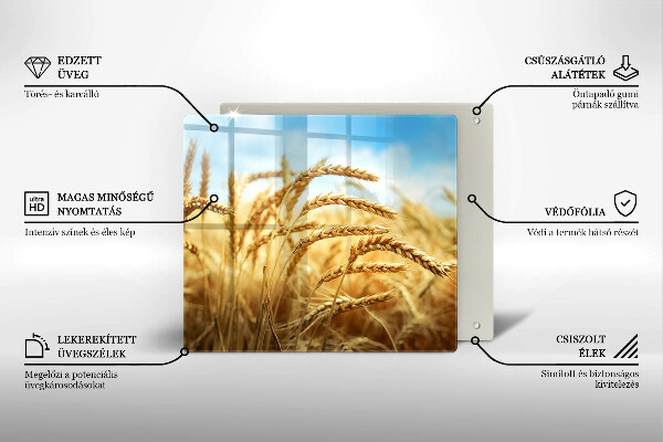Kalené sklo za sporák Klasy obilnín na poli