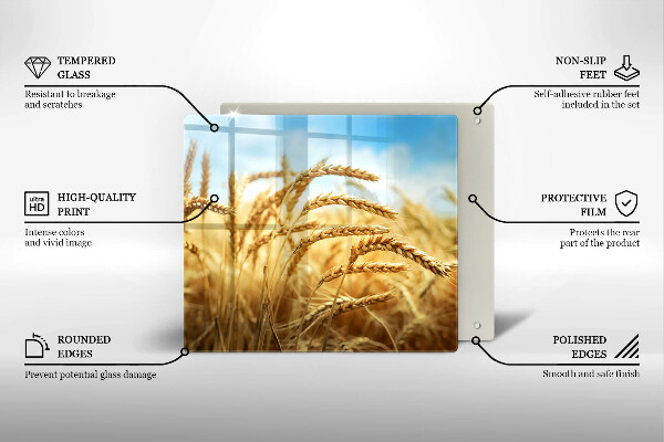 Kalené sklo za sporák Klasy obilnín na poli