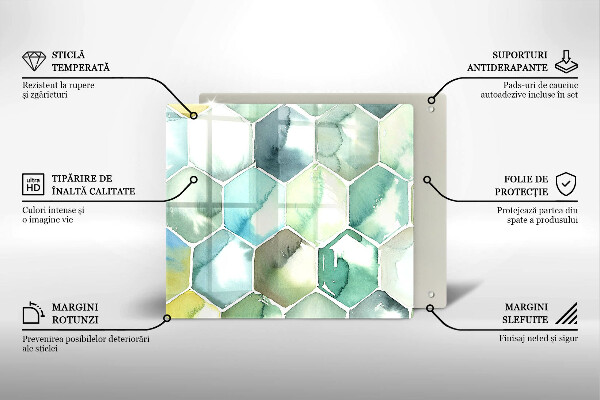 Sklo za varnú dosku Akvarelové šesťuholníky