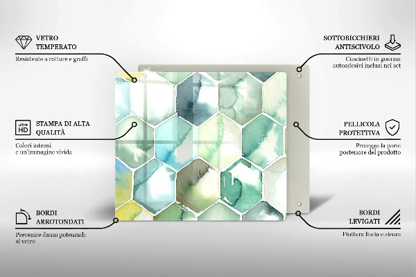 Sklo za varnú dosku Akvarelové šesťuholníky