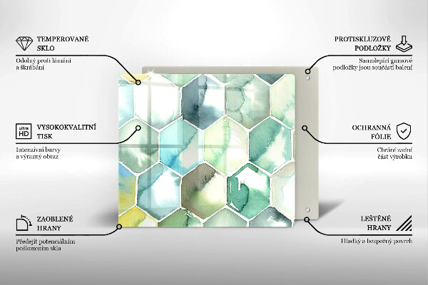 Sklo za varnú dosku Akvarelové šesťuholníky