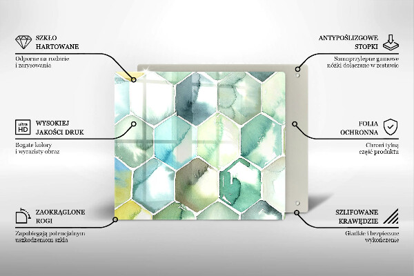 Sklo za varnú dosku Akvarelové šesťuholníky