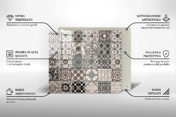 Kryt na indukčnú dosku Dekoratívne dlaždice