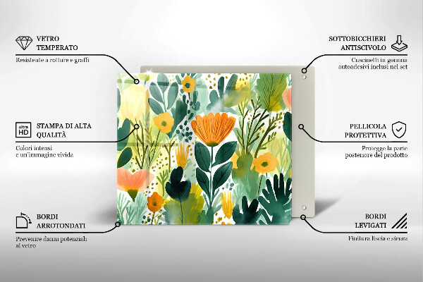 Krycia doska na sporák Maľované kvety