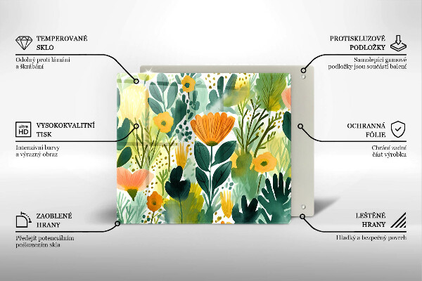 Krycia doska na sporák Maľované kvety