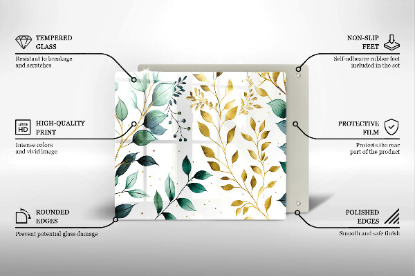 Krycia doska na sporák Zelené a zlaté listy