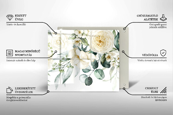 Sklo za varnú dosku Akvarelové kvety