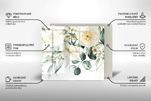 Sklo za varnú dosku Akvarelové kvety