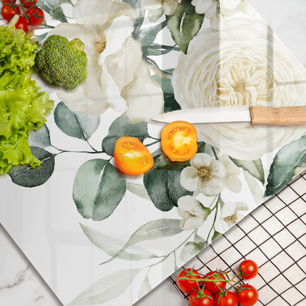 Sklo za varnú dosku Akvarelové kvety