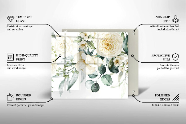 Sklo za varnú dosku Akvarelové kvety