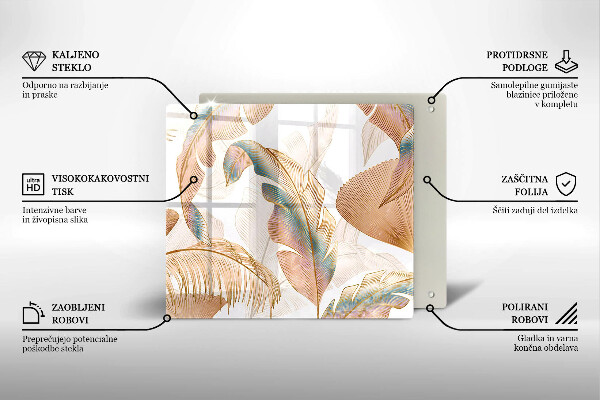 Sklo za varnú dosku Boho perie a listy