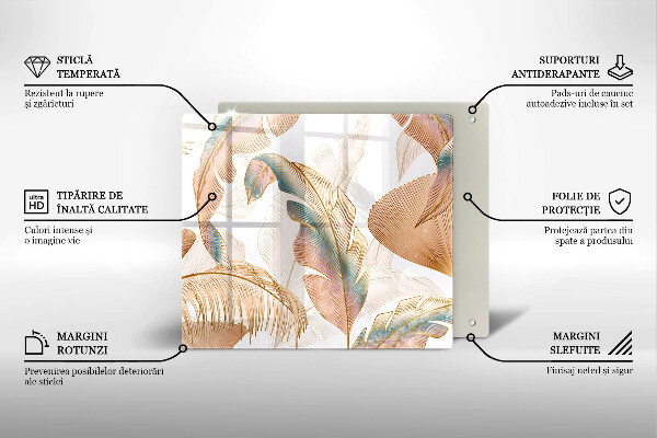 Sklo za varnú dosku Boho perie a listy