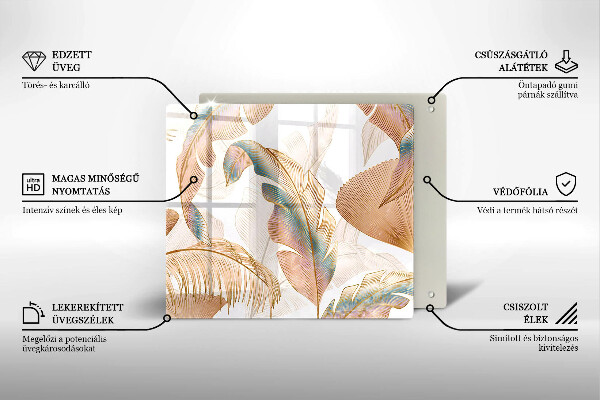 Sklo za varnú dosku Boho perie a listy