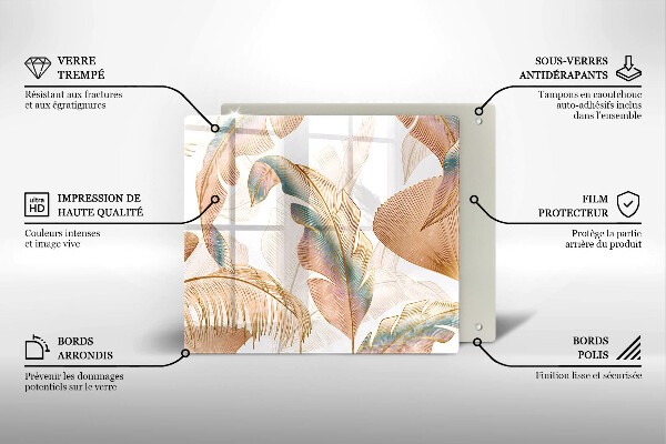 Sklo za varnú dosku Boho perie a listy