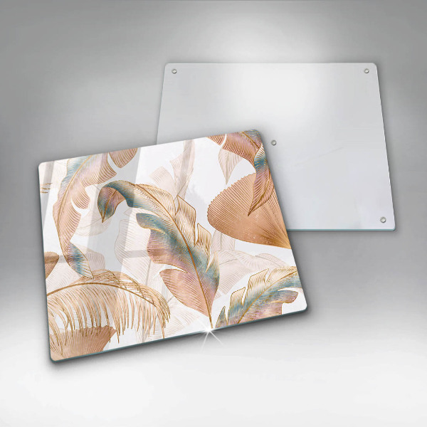 Sklo za varnú dosku Boho perie a listy