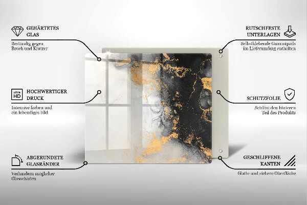 Sklo za varnú dosku Abstrakcia so zlatom