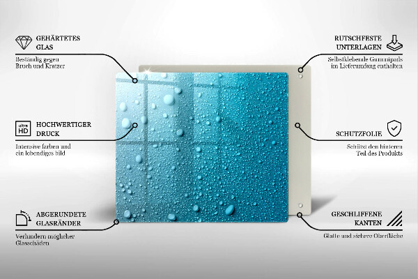 Kalené sklo za sporák Kvapky vody