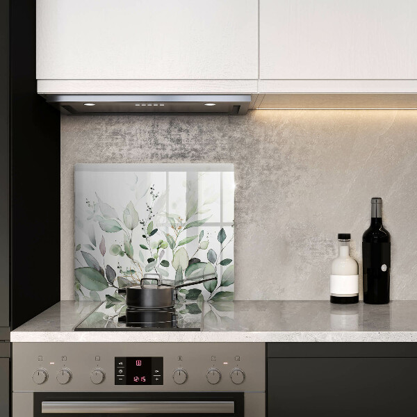 Kalené sklo za sporák Akvarelové rastliny