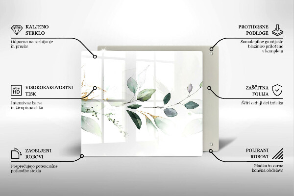 Kalené sklo za sporák Akvarelové listy