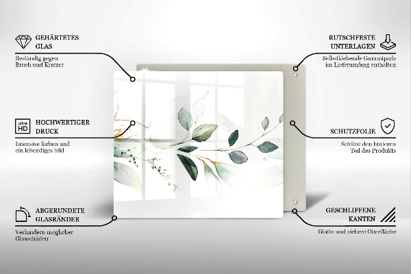 Kalené sklo za sporák Akvarelové listy