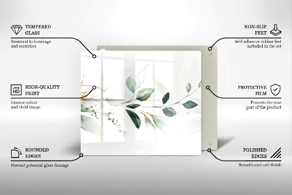 Kalené sklo za sporák Akvarelové listy