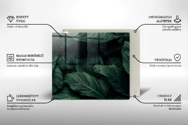 Kalené sklo za sporák Tmavé listy