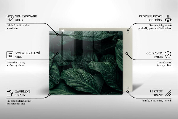 Kalené sklo za sporák Tmavé listy