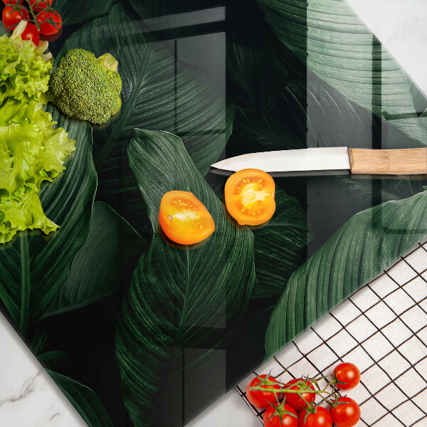 Kalené sklo za sporák Tmavé listy