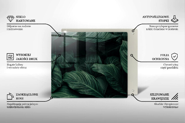 Kalené sklo za sporák Tmavé listy