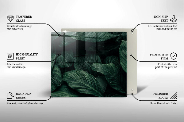 Kalené sklo za sporák Tmavé listy