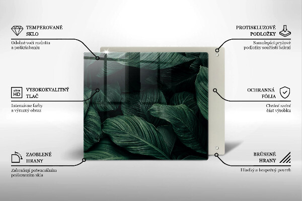 Kalené sklo za sporák Tmavé listy