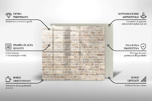 Kalené sklo za sporák Svetlá tehlová stena