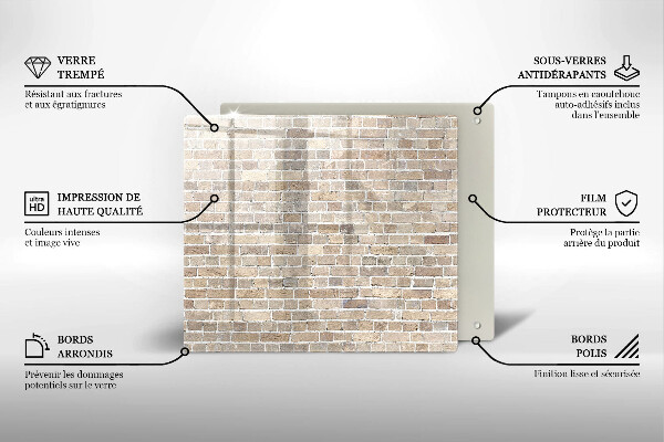 Kalené sklo za sporák Svetlá tehlová stena