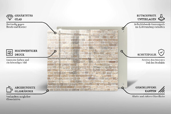 Kalené sklo za sporák Svetlá tehlová stena
