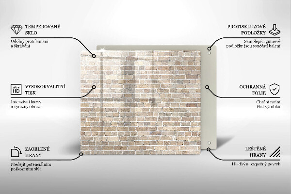 Kalené sklo za sporák Svetlá tehlová stena