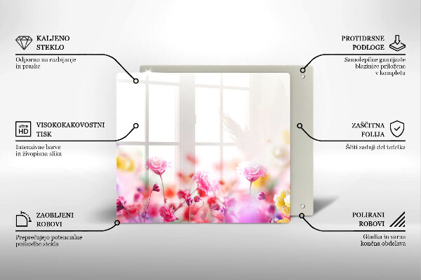 Kalené sklo za sporák Kvetinová lúka