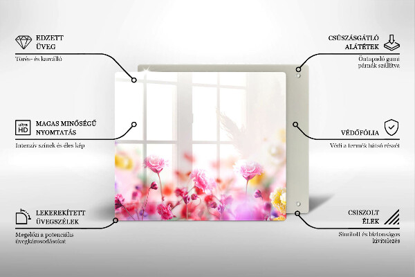 Kalené sklo za sporák Kvetinová lúka